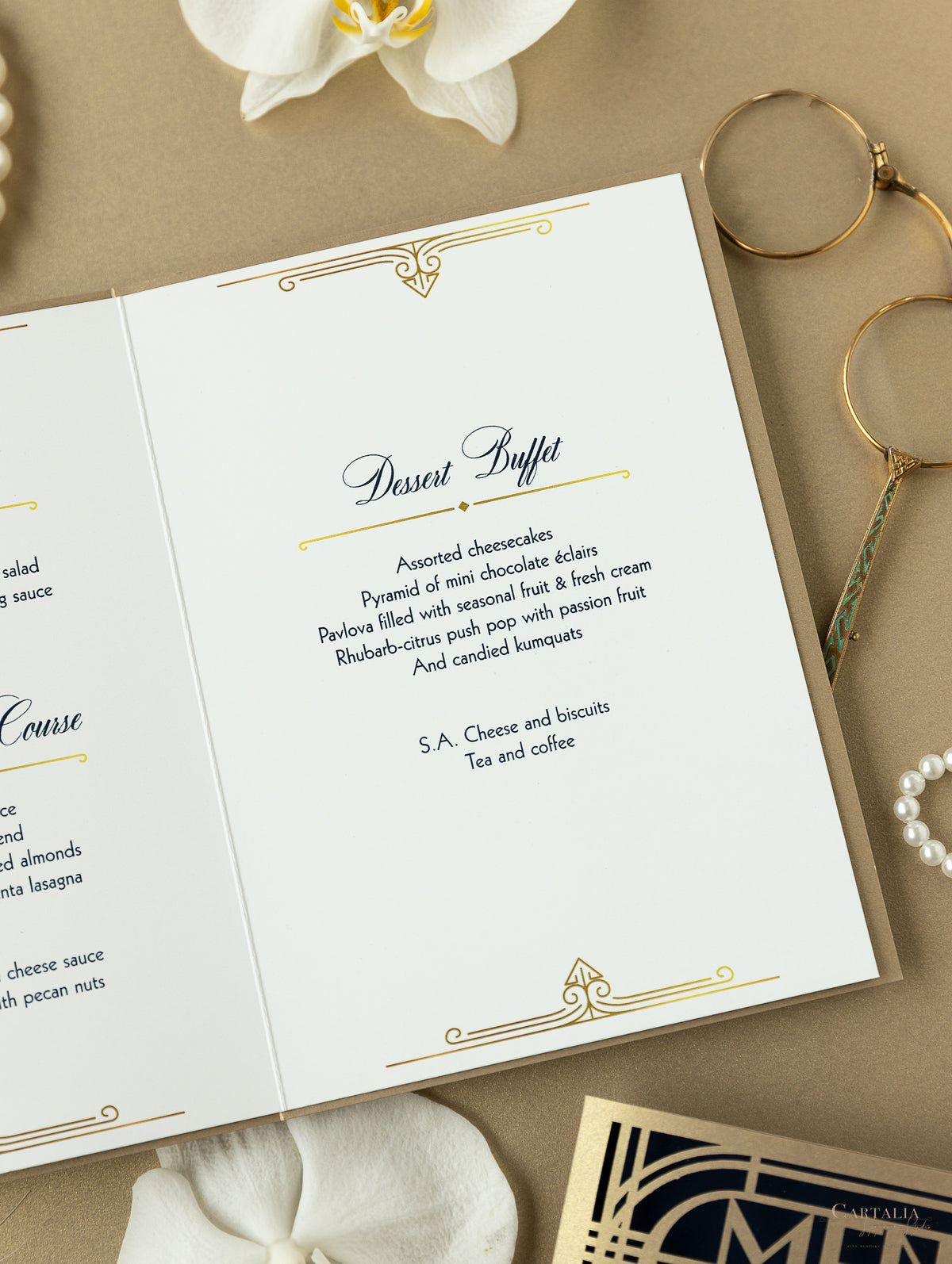 Champagne Luxury Embossed Monogram Wedding Day Invitation with Foil –  Cartalia